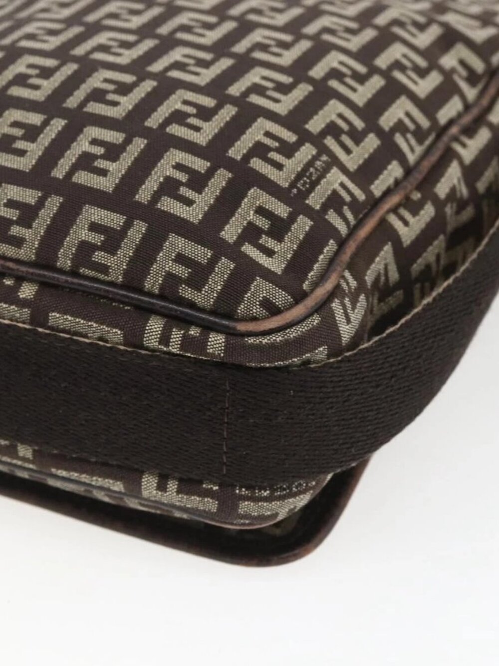 FENDI Zucchino Canvas Shoulder Bag Brown Auth SW1875 - Picture 5 of 16